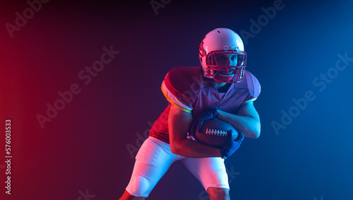 Fotografi American football player picture with neon colors