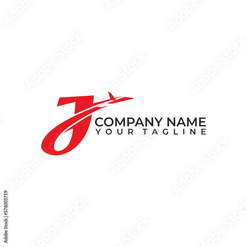 Letter J jet symbol vector icon. Initial vector logo design with isolated background. photo
