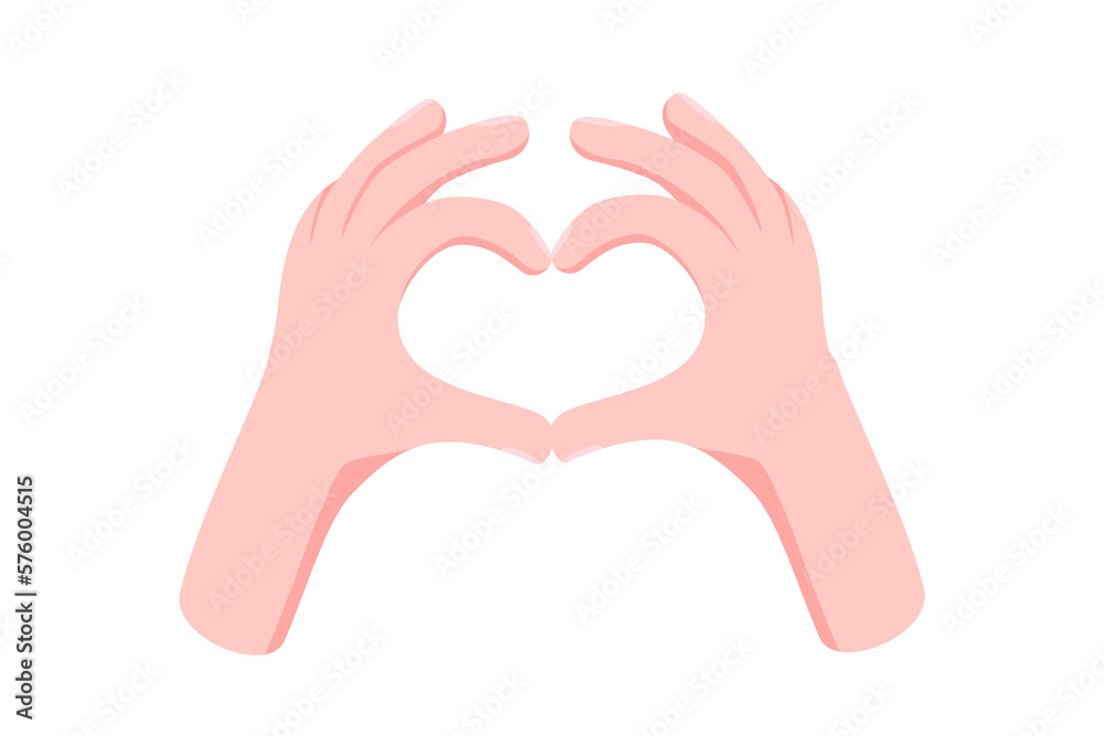 Hands fold the shape of a heart isolated on white background. Cartoon style. Element for design. Vector illustration Hands fold the shape of a heart isolated on white background. Cartoon style. Element for design. Vector illustration