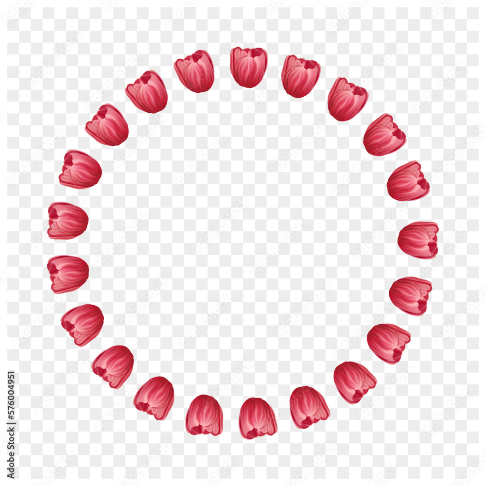 Obraz premium Red Tulip Flower Circle Frame