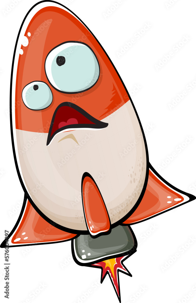 Rocket spaceship character. Cartoon space rocket isolated on white ...