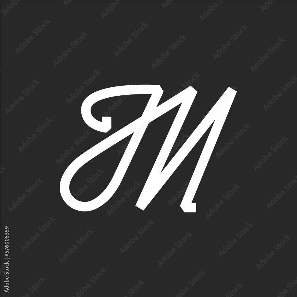 Calligraphic italic font letter M logo monogram creative signature design, handwritten cursive artistic letter with smooth elegant white art line on black background. Calligraphic italic font letter M logo monogram creative signature design, handwritten cursive artistic letter with smooth elegant white art line on black background.
