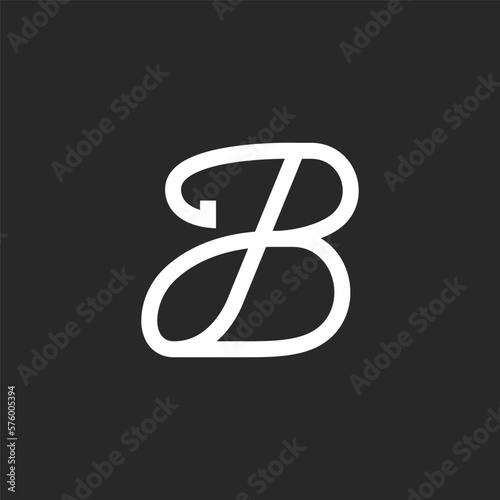 Italic letter B initial logo calligraphic monogram design, handwritten cursive font letter for boutique creative emblem, smooth elegant lines art.