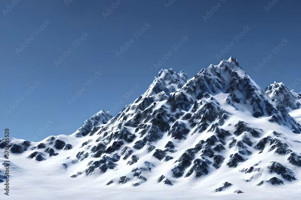 Snowy mountains Isolate on white background 3d illustration. Generative AI