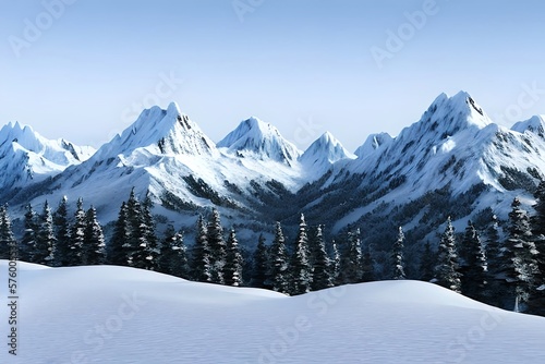 Snowy mountains Isolate on white background 3d illustration. Generative AI
