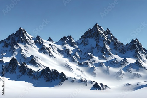 Snowy mountains Isolate on white background 3d illustration. Generative AI © Pixel Matrix