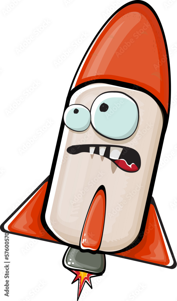 Rocket spaceship character. Cartoon space rocket isolated on white ...
