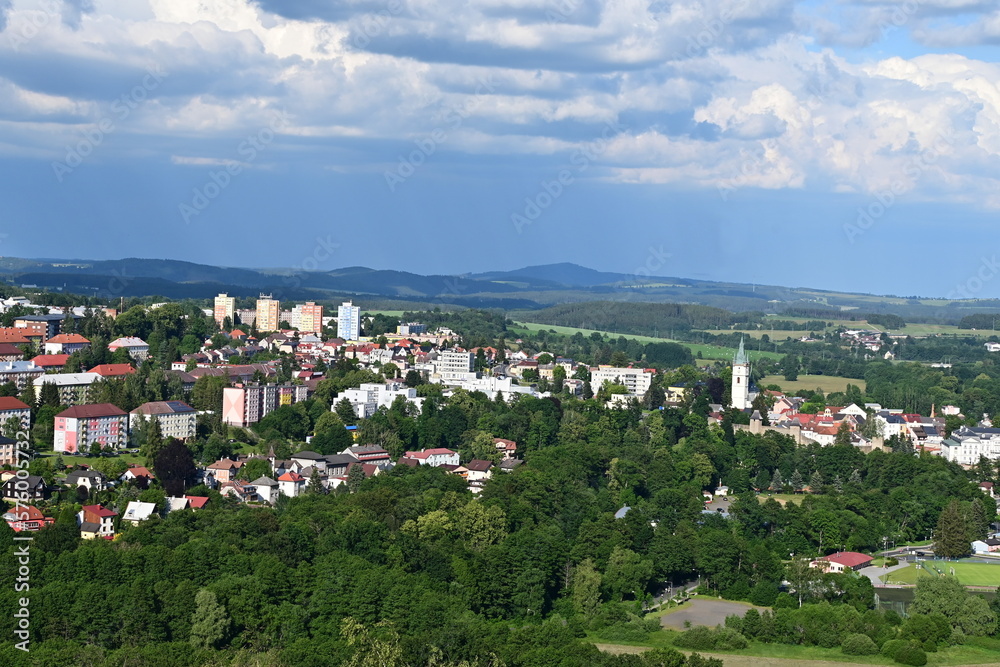 Overname Nature Running Storm with Rain over the town of Tachov