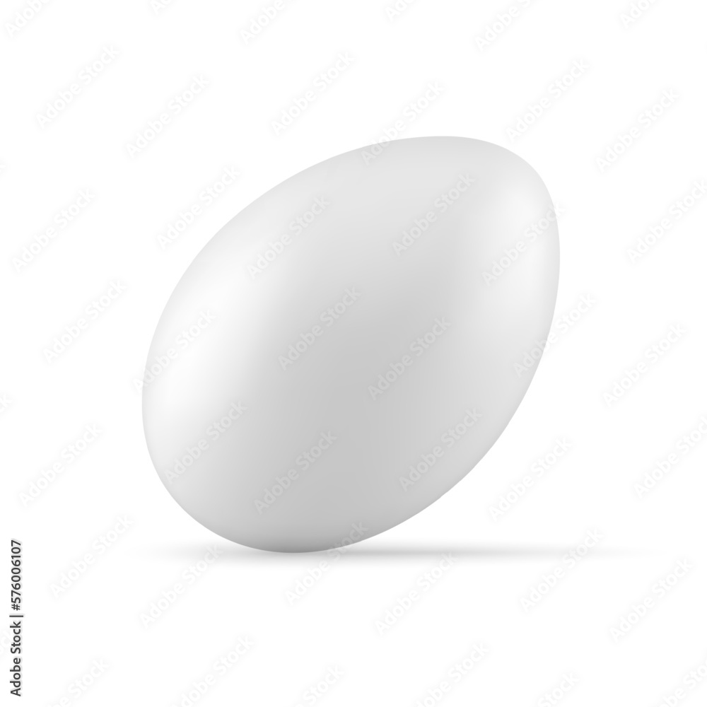 Easter egg white glossy chicken protein product present for holiday celebration 3d icon vector