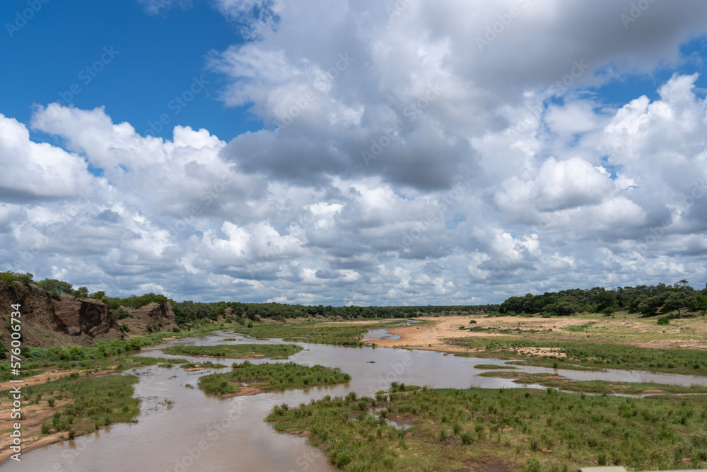 white clouds over the olifants river on a sunny day white clouds over the olifants river on a sunny day