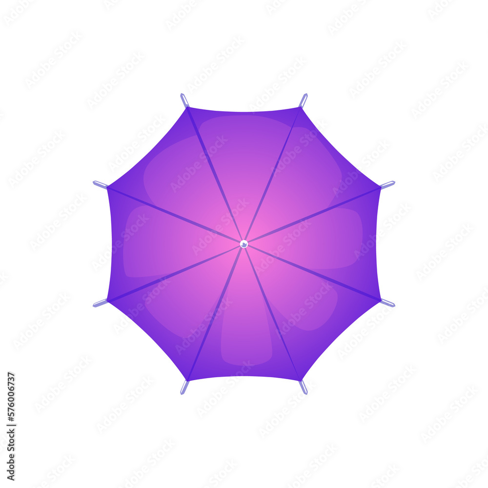 Opened purple gradient umbrella, view from above flat style