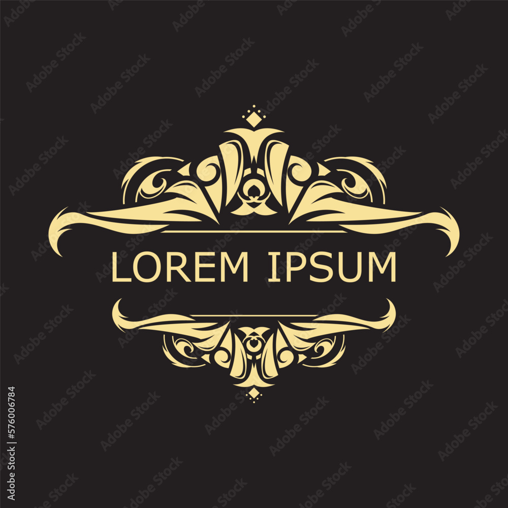 Gold luxury floral vintage monogram decorative logo template