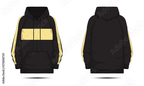 Black hoodie jacket mockup front and back view