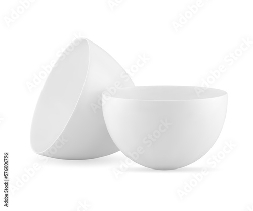 White Easter chicken egg box container two halves for present storage 3d icon realistic vector