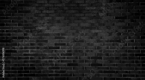 dark black brick wall texture used as background, brick wall texture for interior or exterior design. backdrop in vintage dark color tone. empty, old, dark grey brick wall background with copy space.