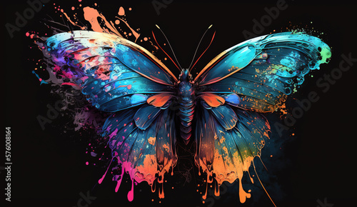 butterfly on black - Created with Generative AI Technology