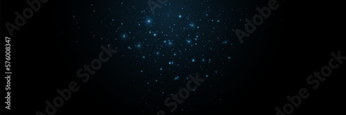 Blue dust sparks and blue stars shine with a special light. Christmas abstract stylish light effect on black transparent background. Vector sparkles Glittering magical dust particles.