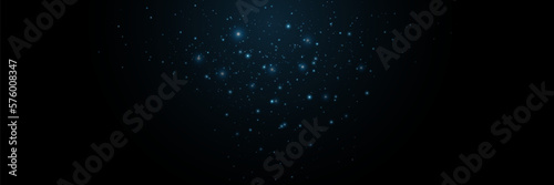 Blue dust sparks and blue stars shine with a special light. Christmas abstract stylish light effect on black transparent background. Vector sparkles Glittering magical dust particles.