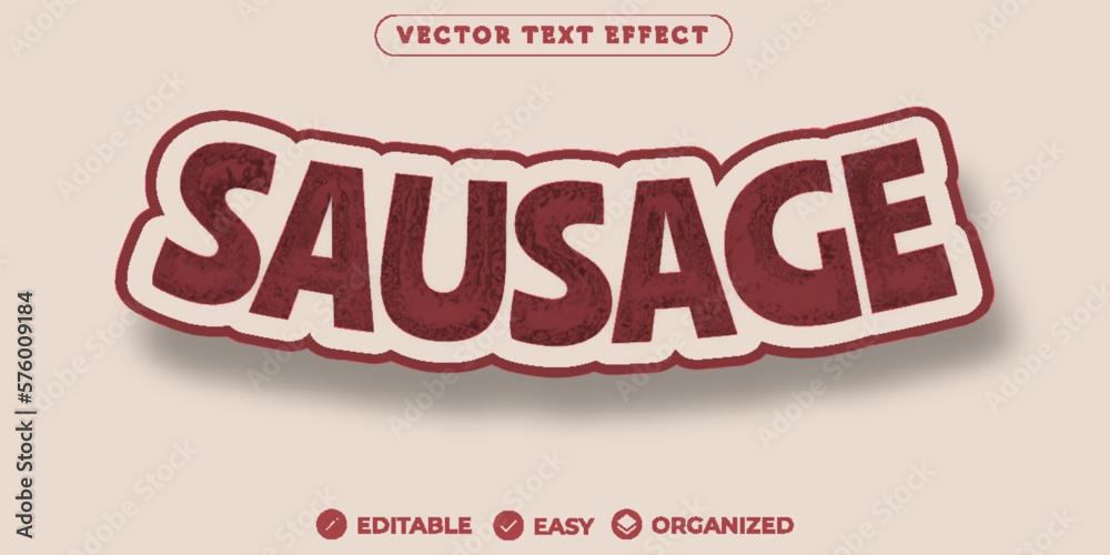 Obraz premium Sausage Text Effect,Fully Editable Font Text Effect