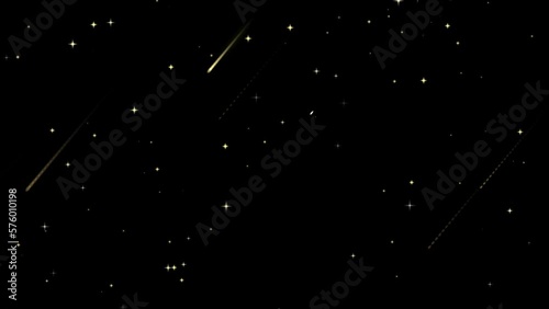 星空と流れ星のアニメーション背景素材(黒背景)