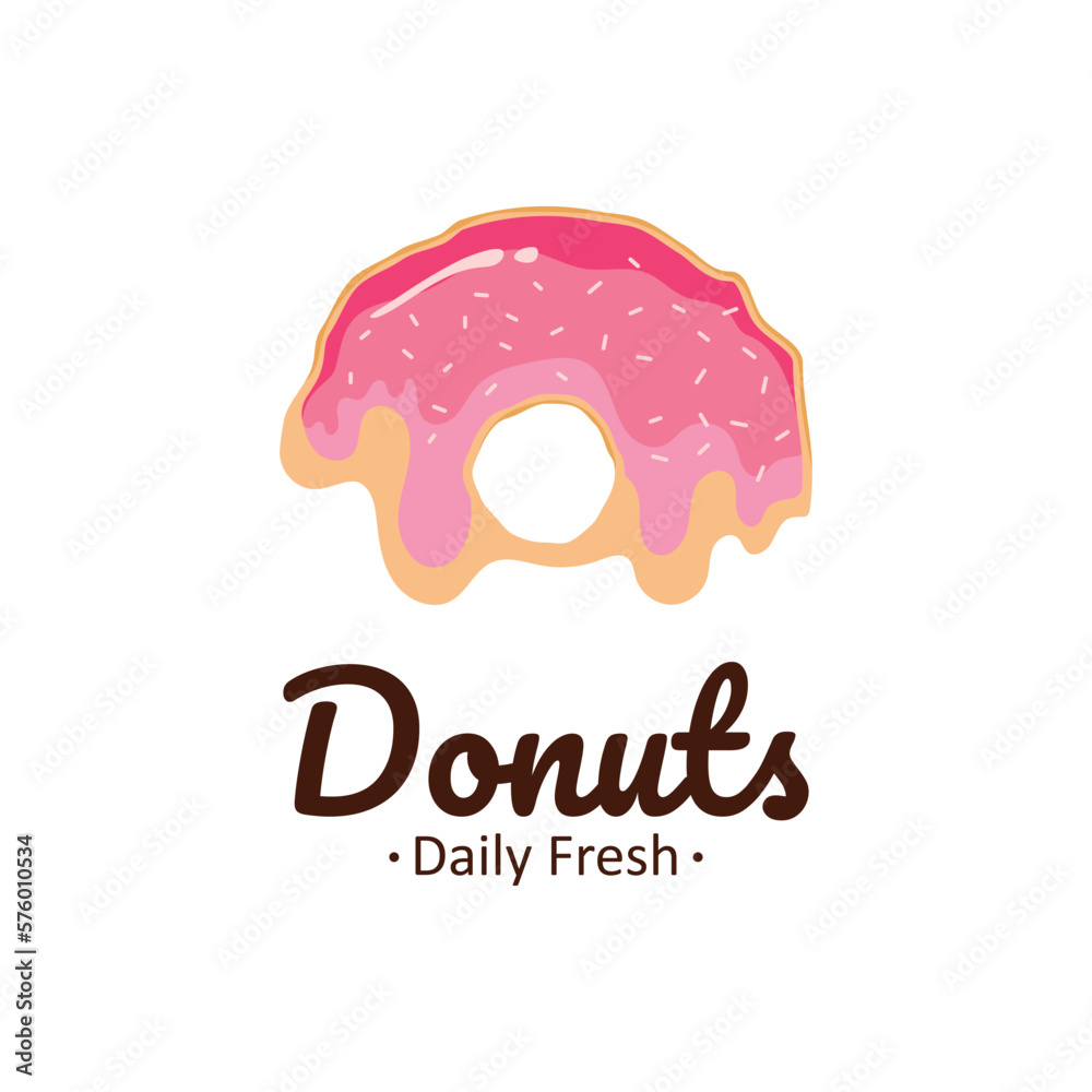 Donut or Bitten Donut Logo Template with Little Candy. Donut Shop or Bakery Emblem. Donut or Bitten Donut Logo Template with Little Candy. Donut Shop or Bakery Emblem.