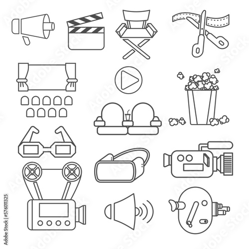 Outline icon entertainment set. flat design movie Business cartoon concept. thin line. vector, illustration
