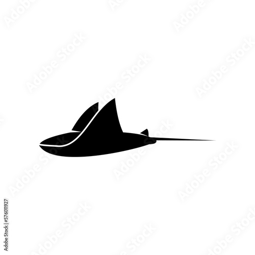 Silhouette of black Manta ray minimalist logo design template