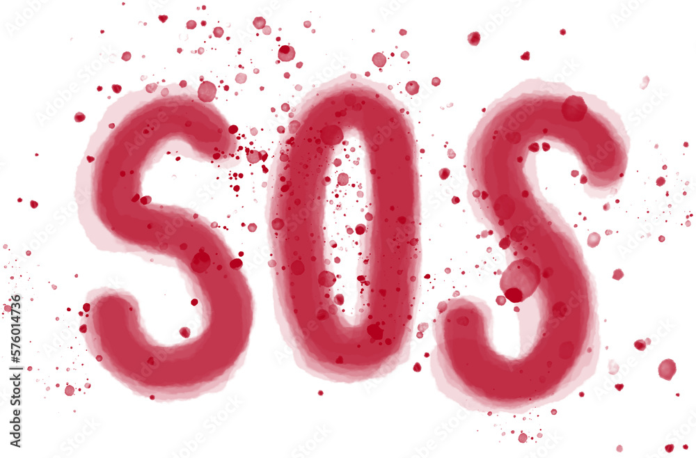 S.O.S. escrito com sangue. Pedido de socorro escrita com tinta vermelha simulando sangue. S.O.S. escrito com sangue. Pedido de socorro escrita com tinta vermelha simulando sangue.