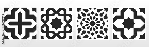 Moroccan Islamic Tiles Patterns Set. vector illustration