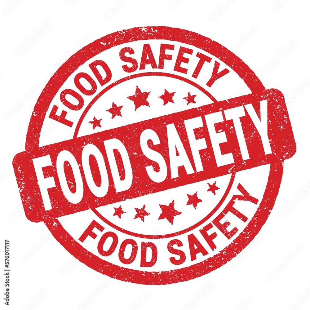 FOOD SAFETY text written on red round stamp sign. FOOD SAFETY text written on red round stamp sign.