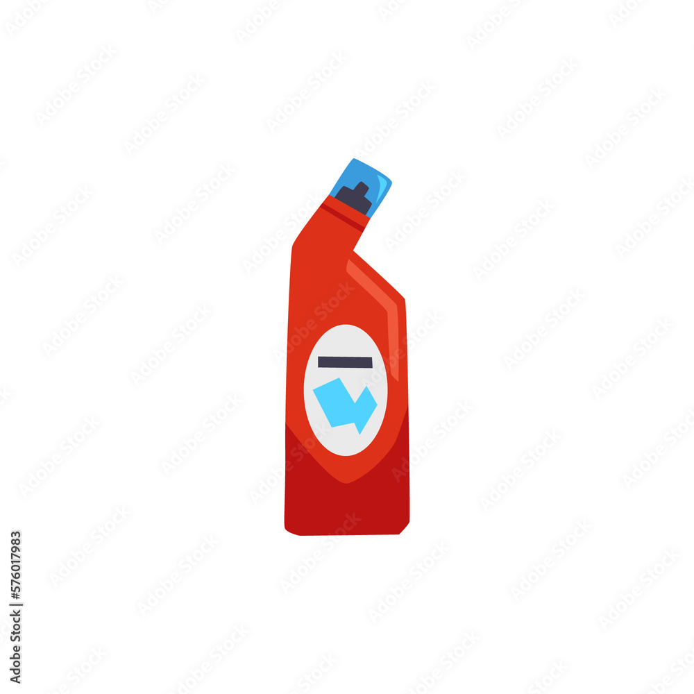 Fototapeta premium Red plastic bottle with detergent flat style, vector illustration