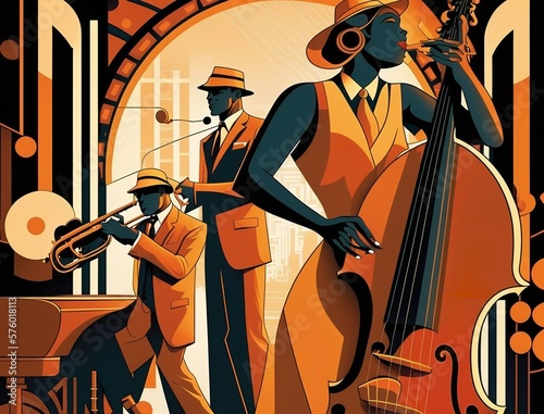 Jazz band in Art Deco era