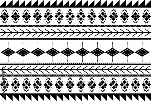 Aztec motif tribal Navajo ethnic seamless pattern with black and white. Native traditional beautiful American Indian style. Design for fabric, clothing, textile, carpet, accessories, home decor.
