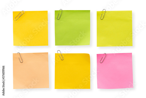 Set of sticky notes with clip paper