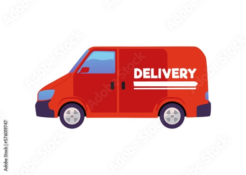 Delivery car or van, flat vector illustration isolated on white background.