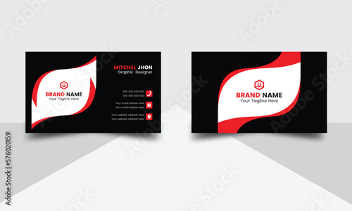 Simple corporate business card design. Flat business card vector design. Double sided business card design. Clean advertising modern design. Unique business card design. Business card layout with mode