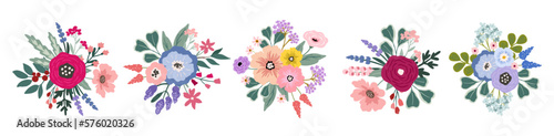 shuttestock bannersVivid Flowers bouquet clipart, decorative vector hand drawn floral arrangement element for cards, banner, invitation design template