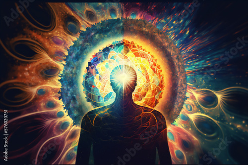 Spiritual mindfulness consciousness universe psychedelic trippy oneness awakening enlightenment new age concept
