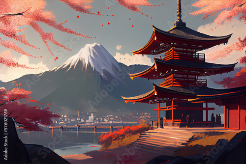 Japanese temple in the morning - Japanese cultural landscape
