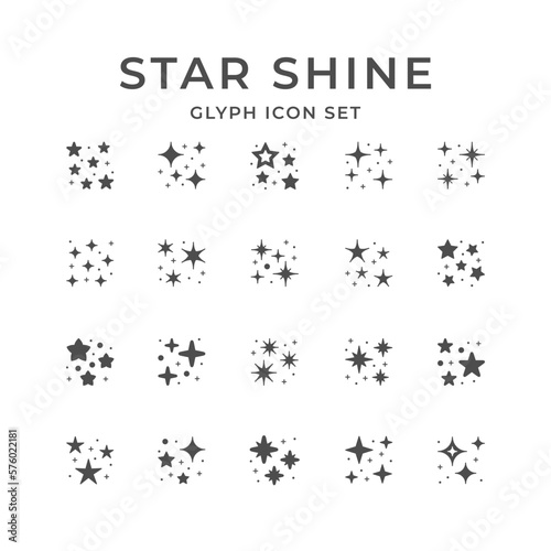 Set glyph icons of star shine