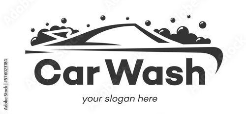 Car wash logotype black color flat style isolated on white background for banner design, service company vector 10 eps