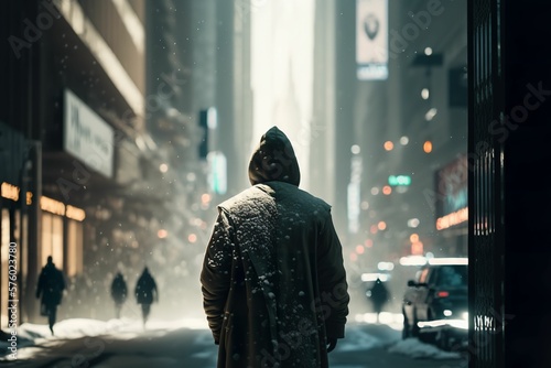 Lone man cityscape new york inspired generative AI