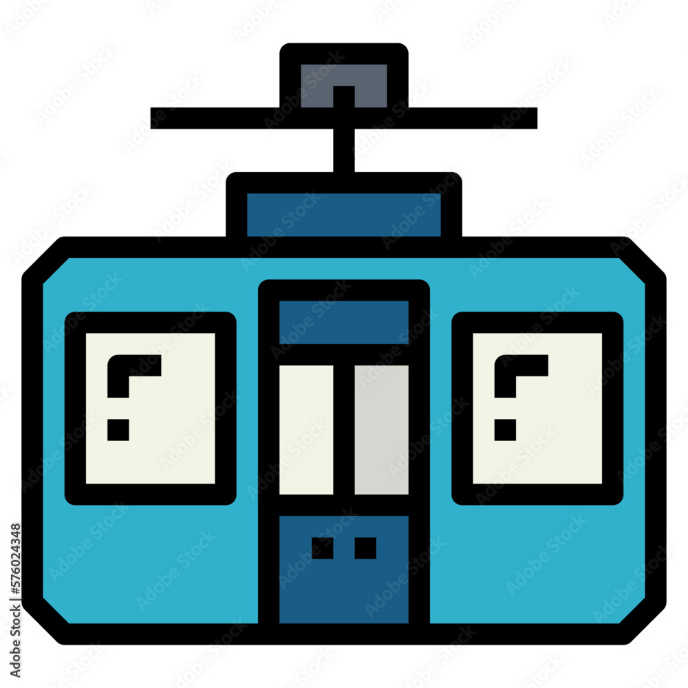 Cable car filled outline icon style Cable car filled outline icon style