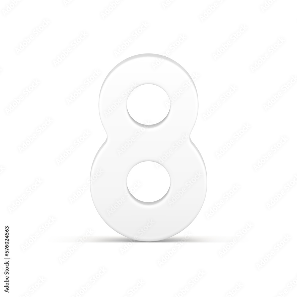 White eight badge age number elegant math counting traditional female holiday 3d icon vector White eight badge age number elegant math counting traditional female holiday 3d icon vector