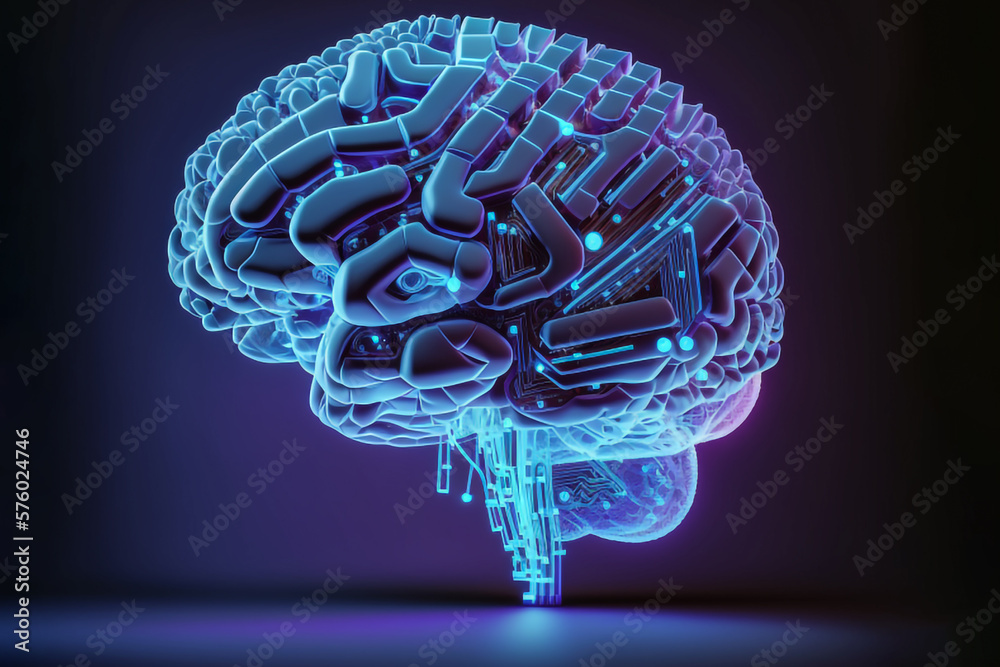 the brain of artificial intelligence. Artificial intelligence (AI), data mining, deep learning modern computer technologies. Futuristic Cyber Technology Innovation.