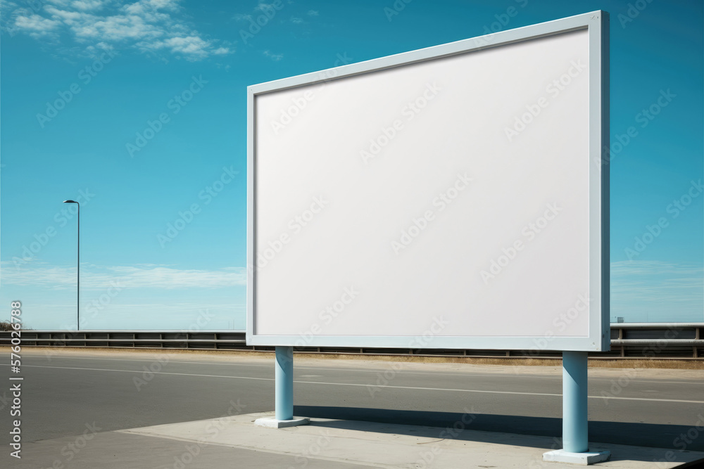 White advertising billboard mockup, Generative AI White advertising billboard mockup, Generative AI