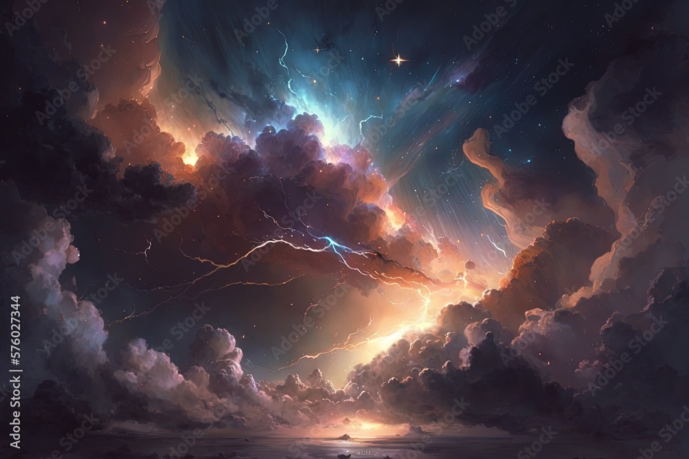 Beautifull space wiev in deep planet with nuclear rain. Star system, gravity, astronomy, black hole, high resolution, art, generative artificial intelligence Beautifull space wiev in deep planet with nuclear rain. Star system, gravity, astronomy, black hole, high resolution, art, generative artificial intelligence
