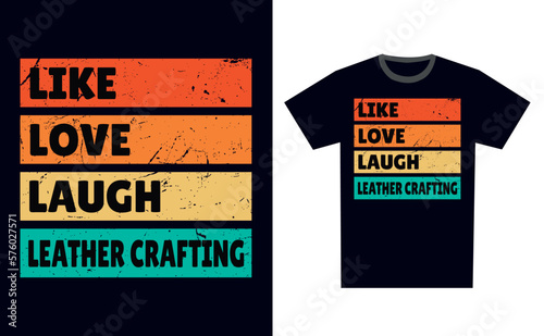 Leather Crafting T Shirt Design Template Vector