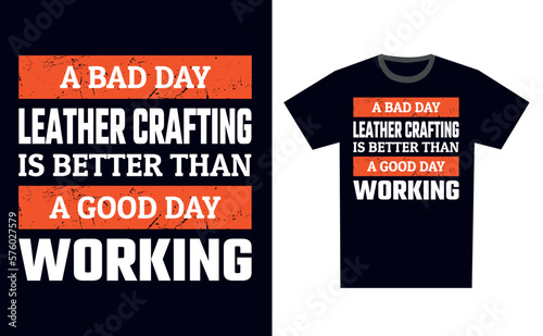 Leather Crafting T Shirt Design Template Vector