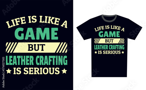 Leather Crafting T Shirt Design Template Vector